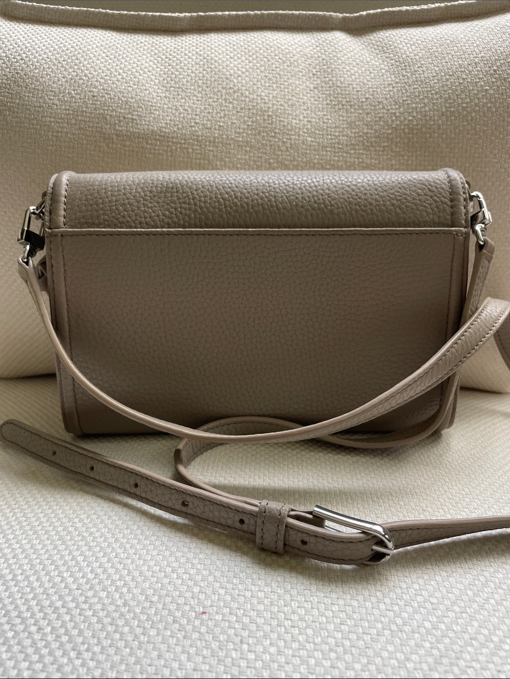 Tory Burch Taupe Pebbled Leather Crossbody Shoulder Bag - Picture 4 of 13